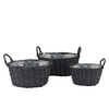 Wicker Basket Black Oval Pot Set 3dlg 31x24x16cm