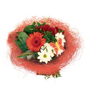 Bouquet holder sisal round loose Ø25cm red