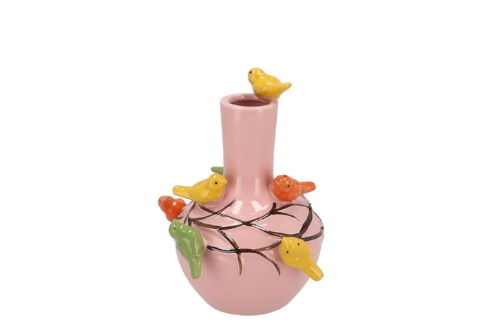 <h4>Bird Vase Light Pink Tube 16x17cm</h4>