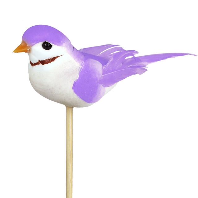 <h4>Pick bird Sweetie 4x10cm + 12cm stick lilac</h4>