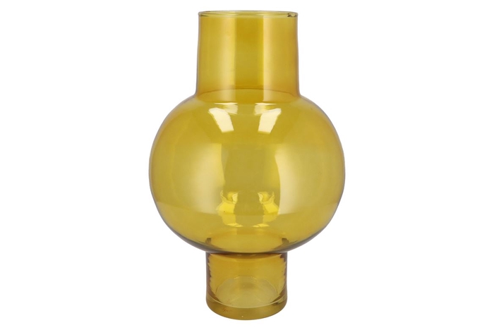 <h4>Mira Yellow Glass Bulb High Vase 25x25x41cm</h4>