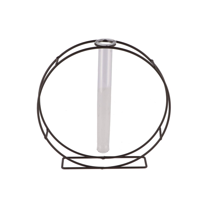 <h4>Metal Rack Grey Circle Glass Tube 5x22cm</h4>