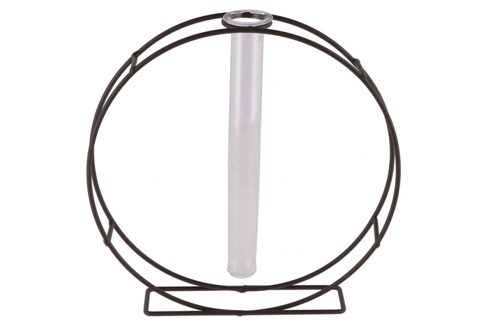 <h4>Metal Rack Grey Circle Glass Tube 5x22cm</h4>