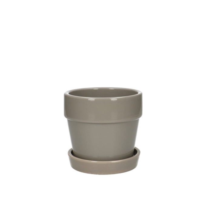 Ceramics Santi pot+dish d10.5*10cm