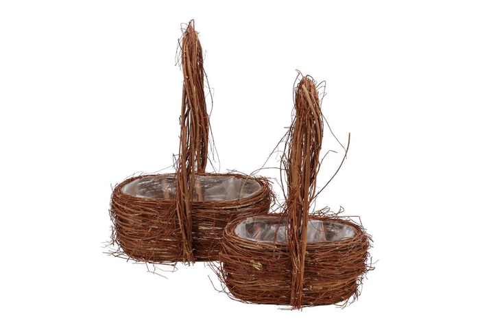 <h4>Wicker Elm Branches Brown With Handle Oval Set 2 34x23x45cm</h4>