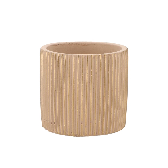 <h4>Stripes Sand Gold Cylinder Pot 13x13cm Nm</h4>