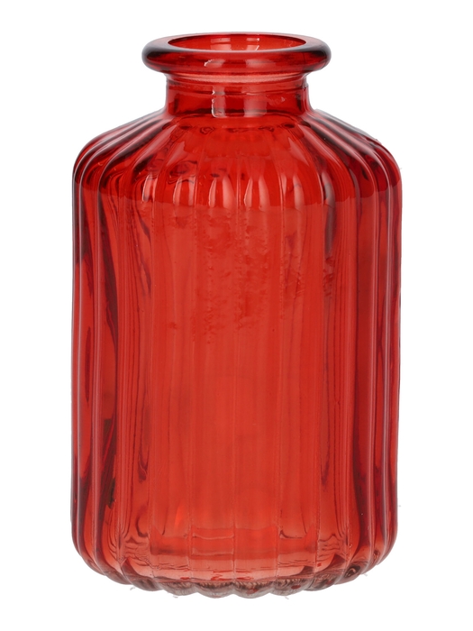 <h4>DF02-666111100 - Bottle Caro lines d3.5/6.2xh10 cherry red transparent</h4>