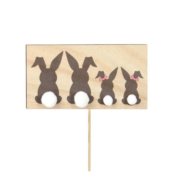 <h4>Bijsteker Bunny Family Hout 6x12cm+12cm Stok</h4>