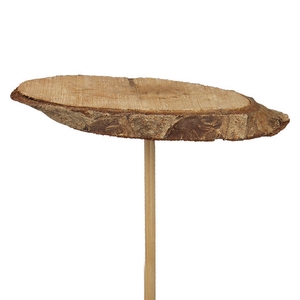 Bijsteker houten schijf ovaal 9cm + 12cm stok