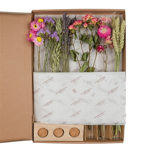 <h4>Droogbloemen-Flowers in Letterbox with Vases 35cm-Pink</h4>