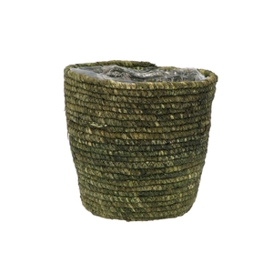 Seagrass Straw Basket Pot Army Green 24x24cm Nm