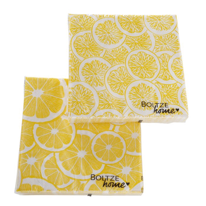 Napkins Lemon, 20 p., 2 ass., All-round printing, Food & Drink, White, Yellow, Paper paper colour-mix