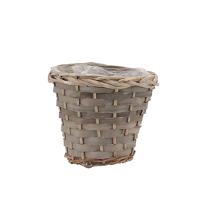 Wicker pot basket round grey 16x14cm