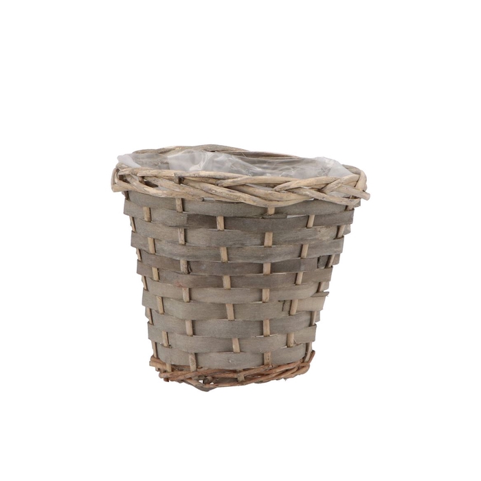 <h4>Wicker Basket Pot Round Grey 16x14cm</h4>