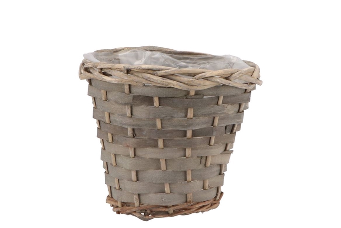 <h4>Wicker pot basket round grey 16x14cm</h4>