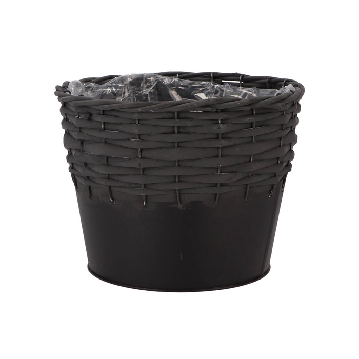 <h4>Wicker Basket Pot + Zinc Black 22x18cm Nm</h4>