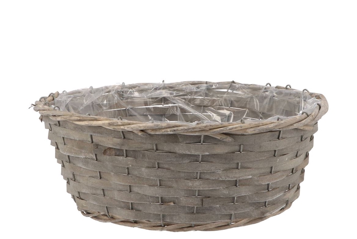 Wicker Bowl Basket Round Grey 35x13cm