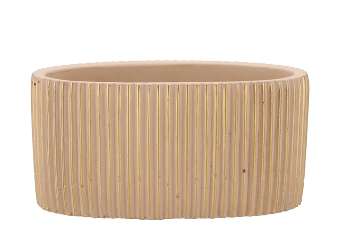 <h4>Stripes Sand Gold Oval Pot 23x12x11cm Nm</h4>