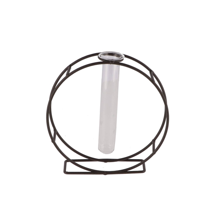 <h4>Metal Rack Grey Circle Glass Tube 5x17cm</h4>