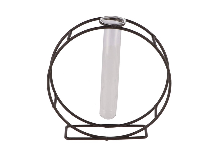 <h4>Metal Rack Grey Circle Glass Tube 5x17cm</h4>