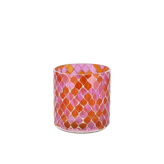<h4>Glowing Mosaic Fuchsia/orange T-lights 10x10cm</h4>