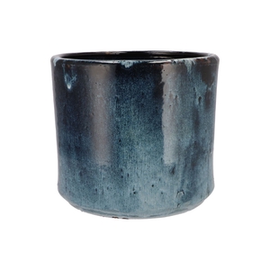 Javea Cilinder Pot Glazed Blue 26x23cm