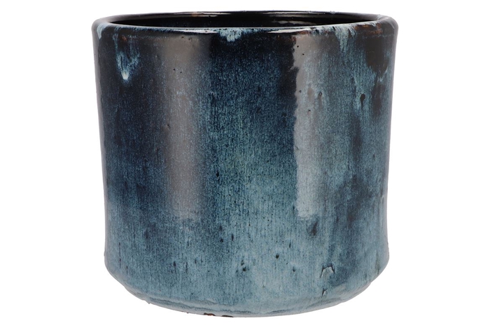<h4>Javea Cilinder Pot Glazed Blue 26x23cm</h4>