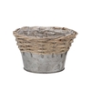 Wicker Basket Pot + Zinc Grey 15x10cm