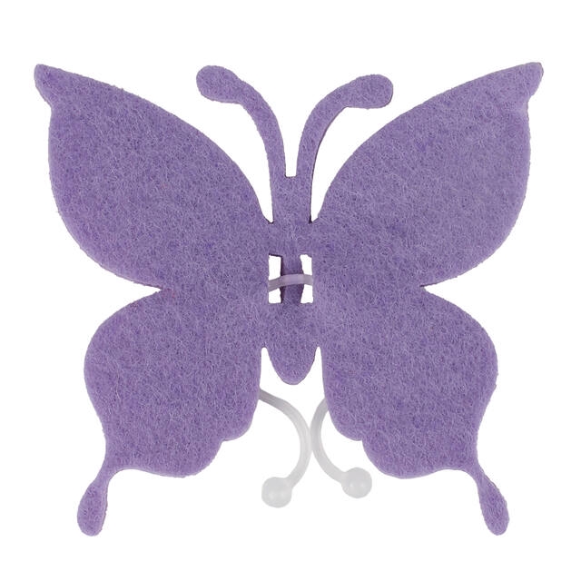 <h4>Vlinder vilt 8x8,5cm + clip lila</h4>