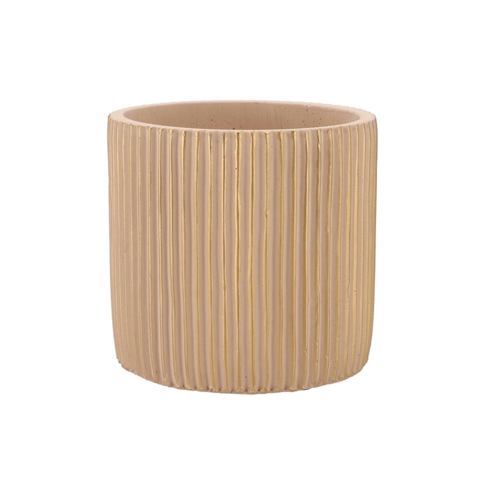 <h4>Stripes Sand Gold Cylinder Pot 17x16cm Nm</h4>