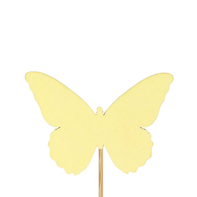 <h4>Pick butterfly Ivy wood 6x8cm+12cm stick yellow</h4>