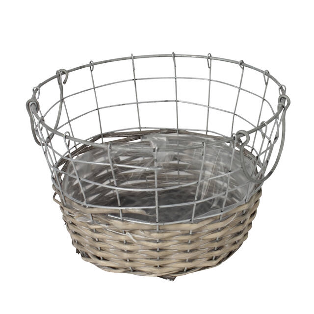 Basket Sanya Ø25xH15cm zinc + willow