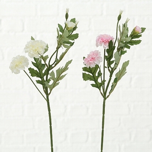Zijde, Chrysanthemums, H 47 cm, 2 ass, White, Rose