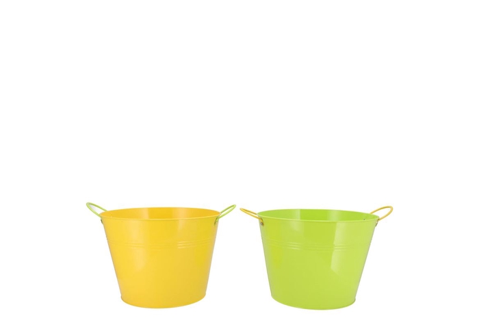 <h4>Zinc Basic Yellow/green Ears Bucket 16x14cm</h4>