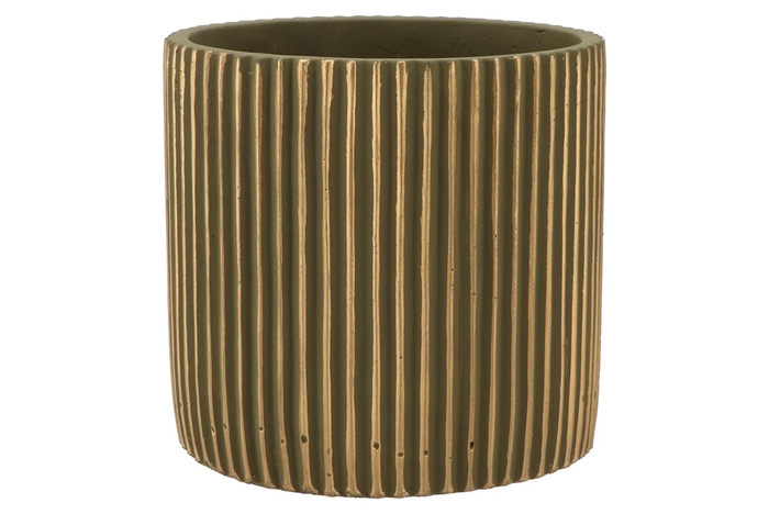<h4>Stripes Green Gold Cylinder Pot 19x18cm Nm</h4>
