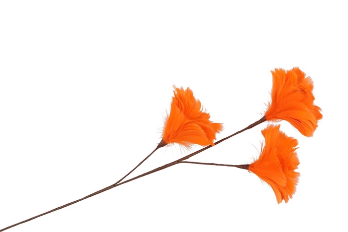 <h4>Silk Feather Flower Orange 3 Op Steel 80cm Nm</h4>