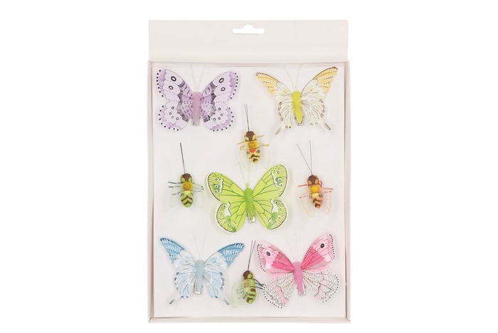 <h4>Butterfly/bee On Clip 5x8cm Mix Coloured Set Of 10</h4>