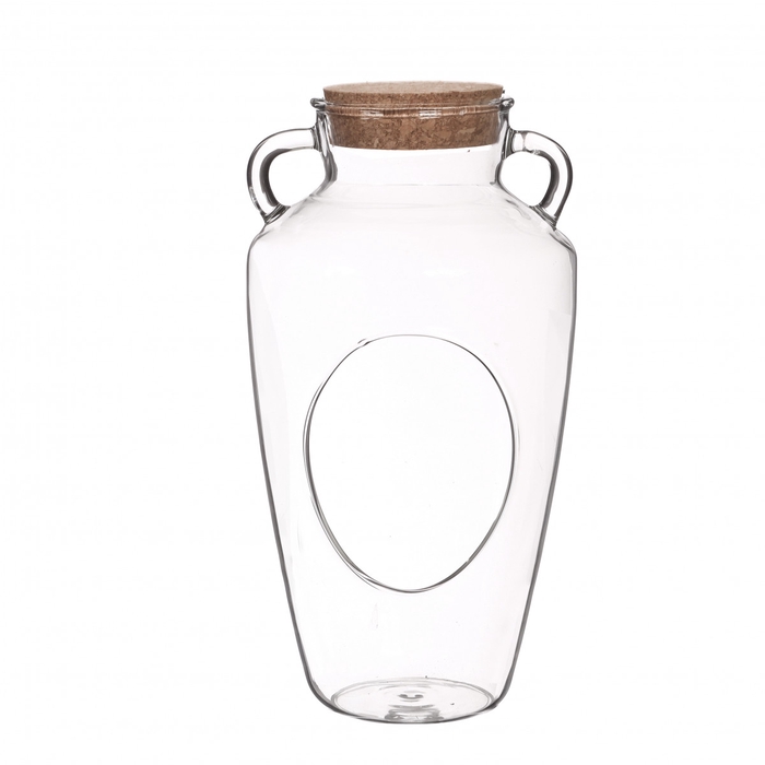 <h4>Glass Vase Amfora cork d12*22cm</h4>