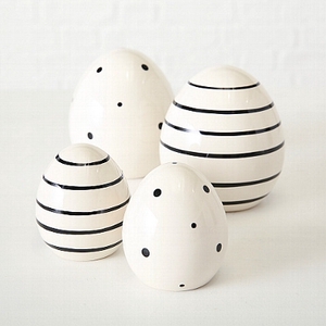 Decorative object Ei Finn, 2 ass., H 8 cm, Stoneware, Black, White stoneware colour-mix