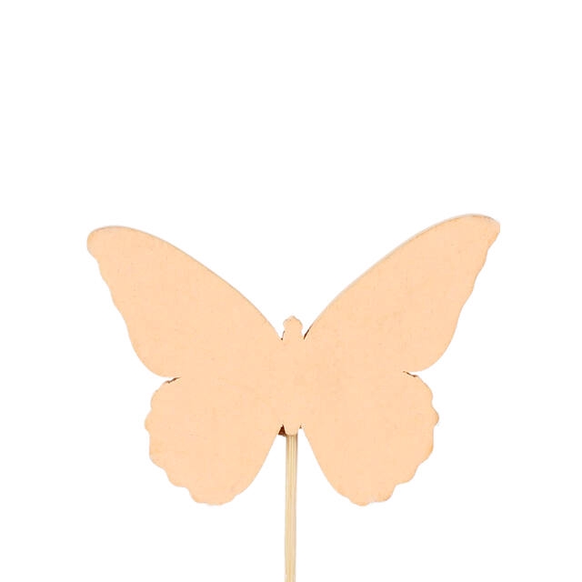 <h4>Bijsteker vlinder Ivy hout 6x8cm+50cm stick oranje</h4>