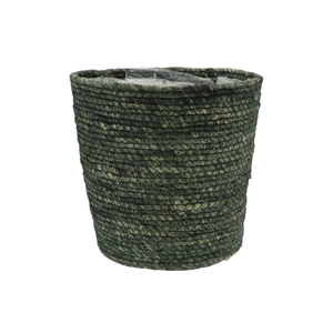 Seagrass Straw Basket Pot Army Green 28x28cm Nm
