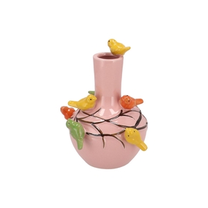 Bird Vase Light Pink Tube 26x33cm