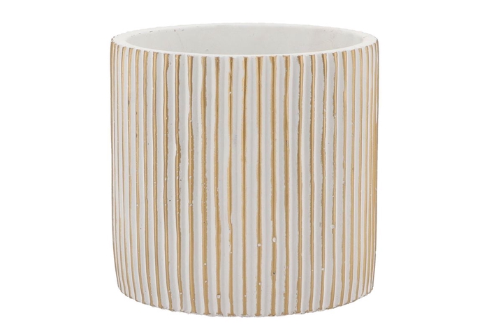 <h4>Stripes White Gold Cylinder Pot 15x14cm Nm</h4>