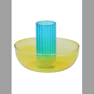 DF02-665830100 - Candle holder Aviance d2.5/8.2xh5.6 yellow/blue