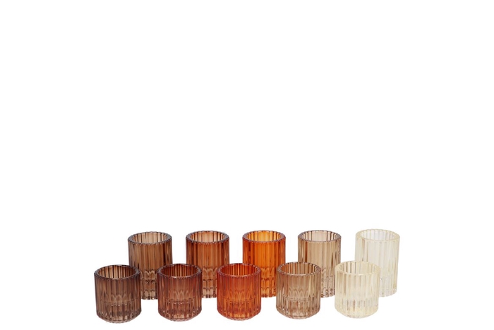 Bicolore Candle H Earthy Terra Round Ass Set Of 2 5,5x7cm