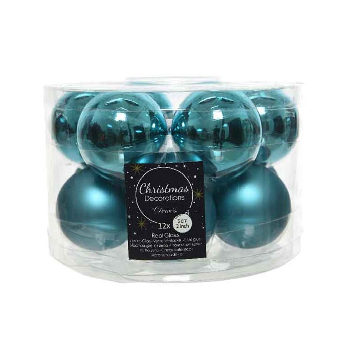 <h4>KERSTBAL GLASS 50MM 12PCS TURQUOISE</h4>