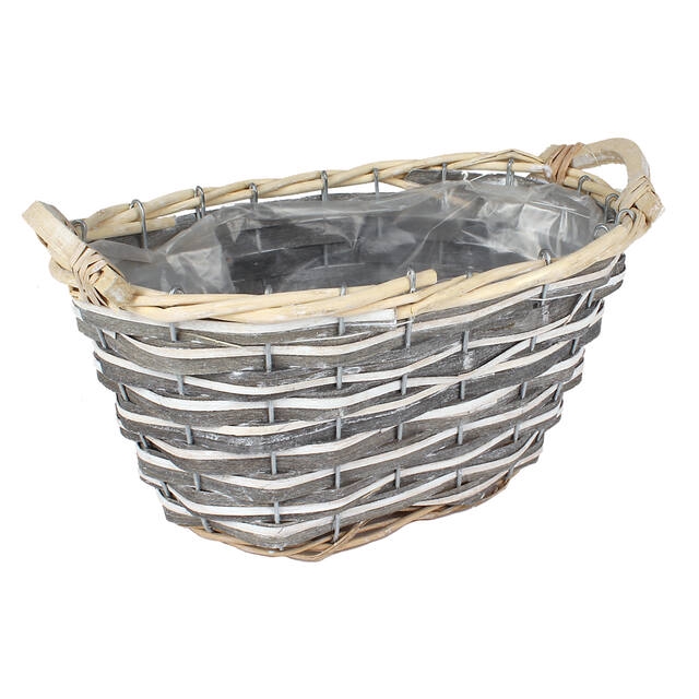 Basket Baku chipwood 30x18,5x14cm grey