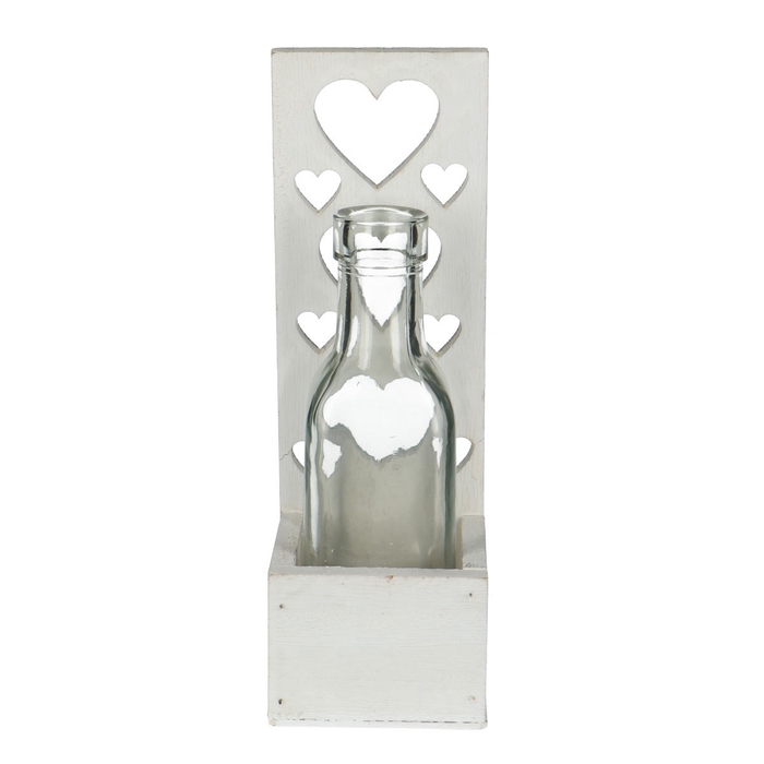 Mothersday glass heart 1bot d03/5 16cm