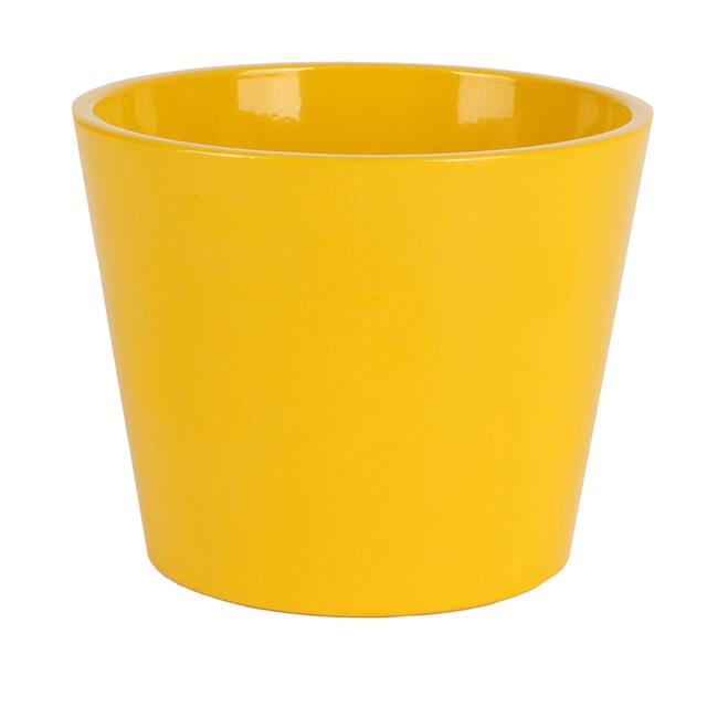 <h4>Pot Dallas ceramic Ø13xH13cm yellow glossy</h4>