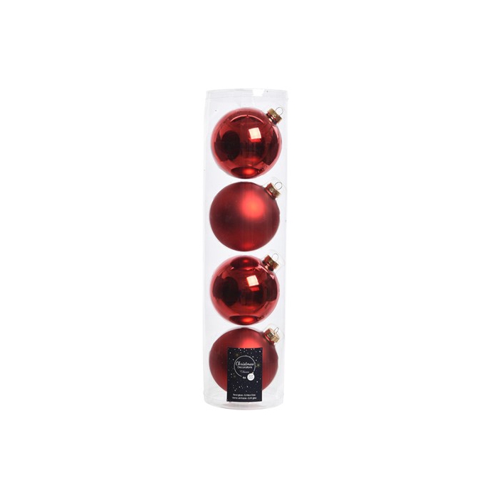 <h4>KERSTBAL GLASS 100MM CHRISTMASRED 4PCS</h4>